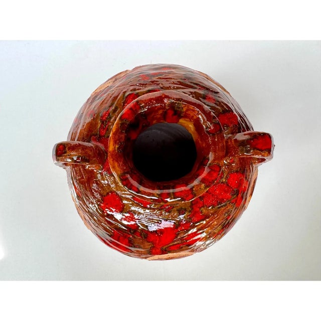 Vintage Studio Pottery Amphora Vase, Red Lava Glaze, Signed Sl For Sale - Image 9 of 13