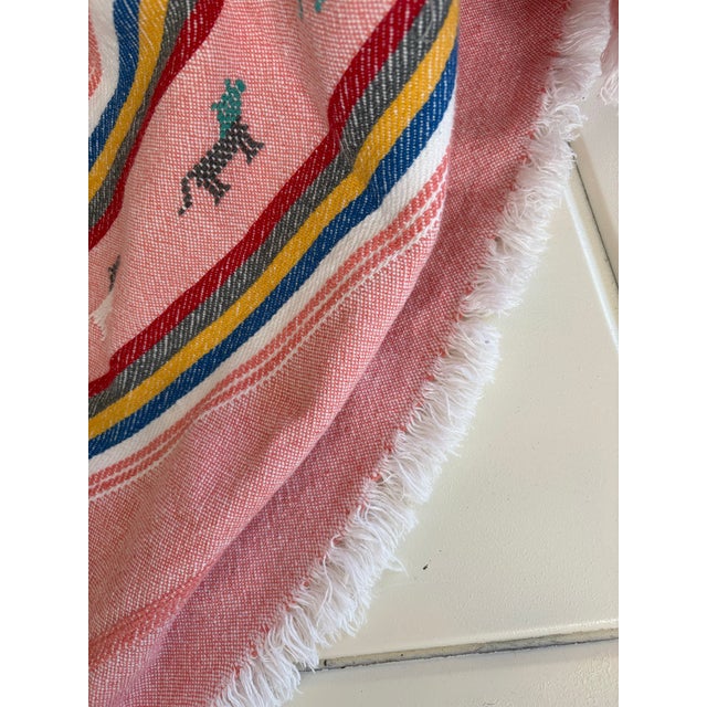 Mexican Vintage Bohemian Embroidered All Cotton Tablecloth or Throw For Sale - Image 3 of 11
