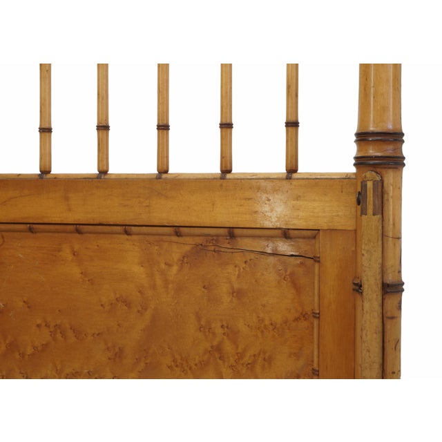 1900 - 1909 Antique Faux Bamboo Small Bed or Daybed Vintage Maple Wood Window Seat Bench French Style For Sale - Image 5 of 8