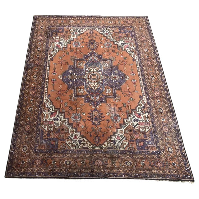 Large Vintage European Heriz Style Rug For Sale
