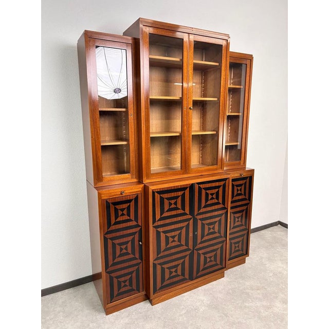 Cubist Bookcase with Marquetry, 1930 For Sale - Image 3 of 16