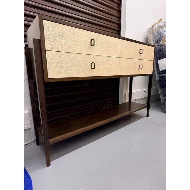 Wood Arteriors Nora Console — Eucalyptus, Ivory Leather & Brass For Sale - Image 7 of 10
