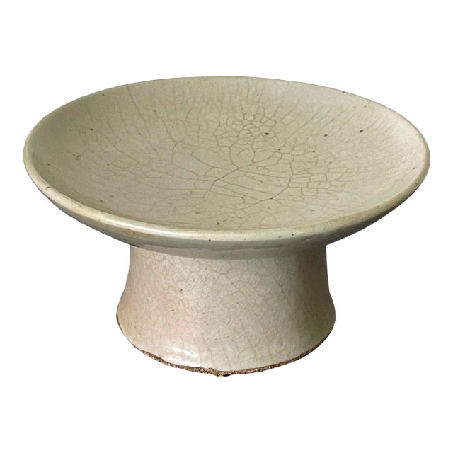 Korean White Ceramic Stem Dish Joseon Dynasty For Sale