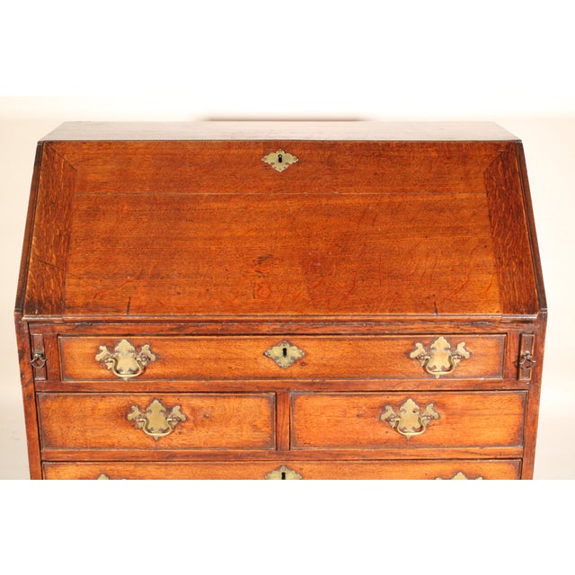 Blue George III Oak Slant Top Desk For Sale - Image 8 of 15