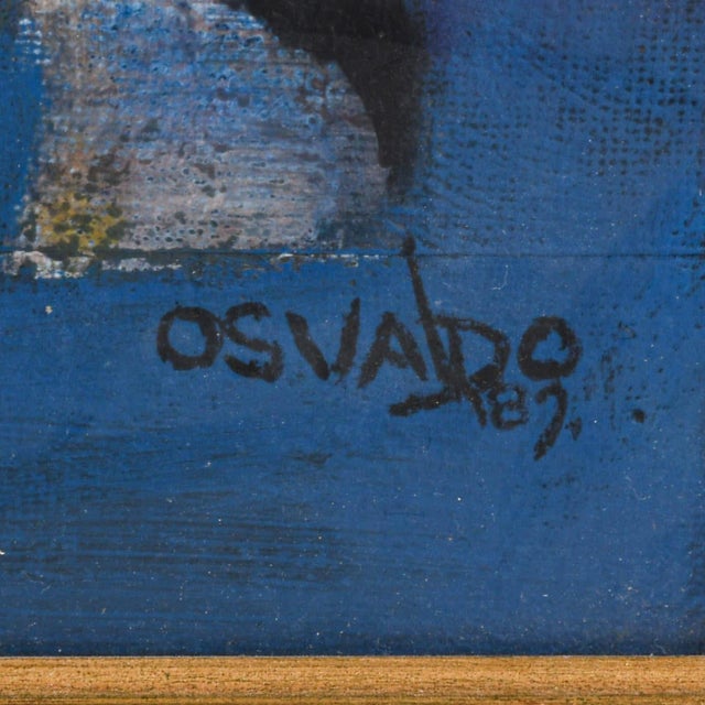 Framed Osvaldo Gutierrez "Untitled Face" Mixed Media on Canvas For Sale - Image 4 of 10