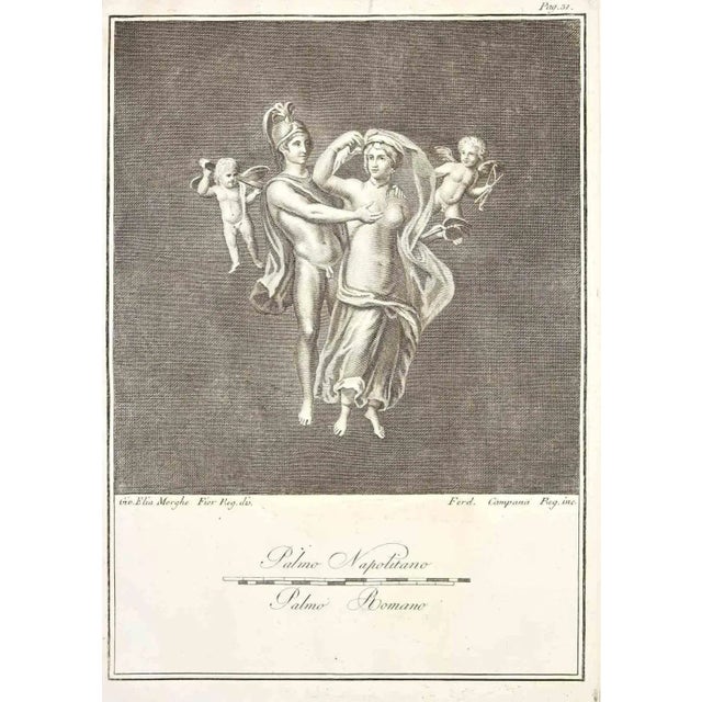 Ancient roman fresco from the series "antiquities of herculaneum", is an etching on paper realized by ferdinando campan in...