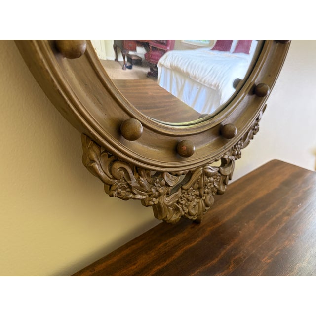 Gold American Federal Style Giltwood Eagle Crest Convex Mirror, Mid-20th Century For Sale - Image 8 of 10