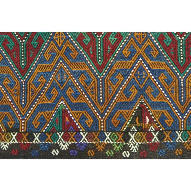 Vintage Turkish Fethiye Nomads Kilim Embroidery Rug For Sale - Image 10 of 12