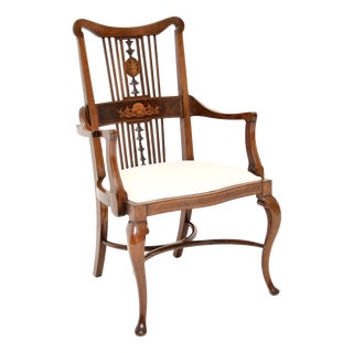Antique Edwardian Armchair in Satin Wood, 1900s For Sale