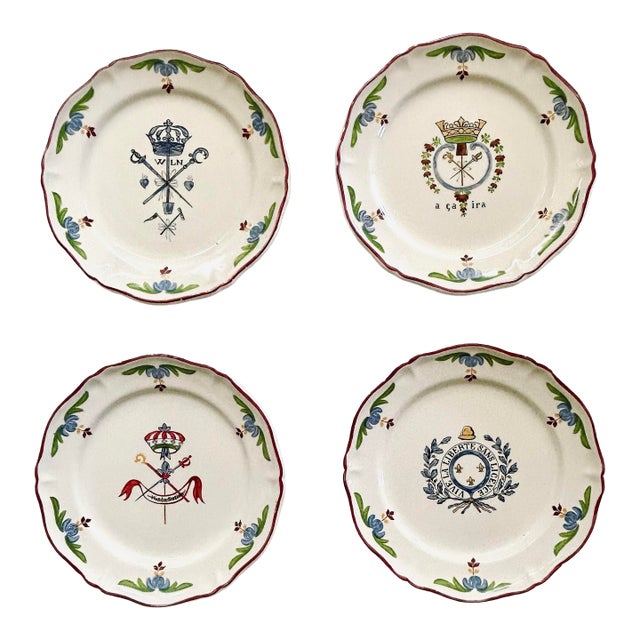 Saint-Amand 'A Ca Ira" French Revolution Plates, Set of 4 For Sale