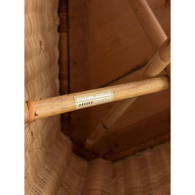 Vintage Coastal Brown Jordan Braided Rattan Triangle Side Tables, Pair For Sale - Image 11 of 17