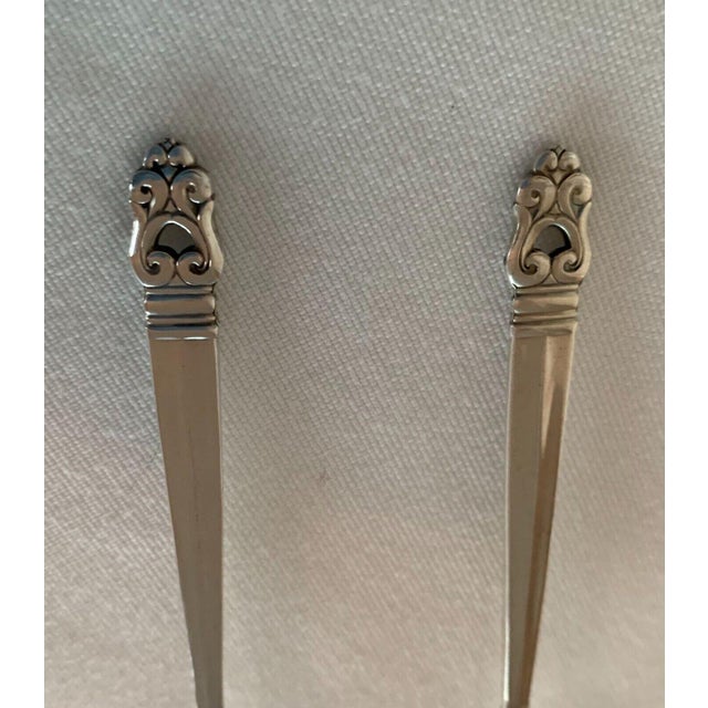 1930s Royal Danish Sterling Silver Acorn Design Pickle & Olive Serving Forks- Set of 2 For Sale In Palm Springs - Image 6 of 12