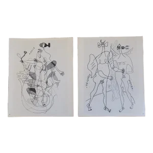 Vintage Mid 20th C. Modern Abstract Georges Braque Lithographs - a Pair