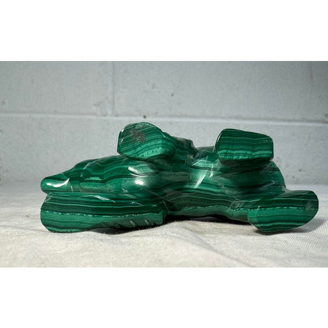 Gemstone High Quality Hand Carved Green Malachite Hard Stone Bear Sculpture Statue Figure For Sale - Image 7 of 8