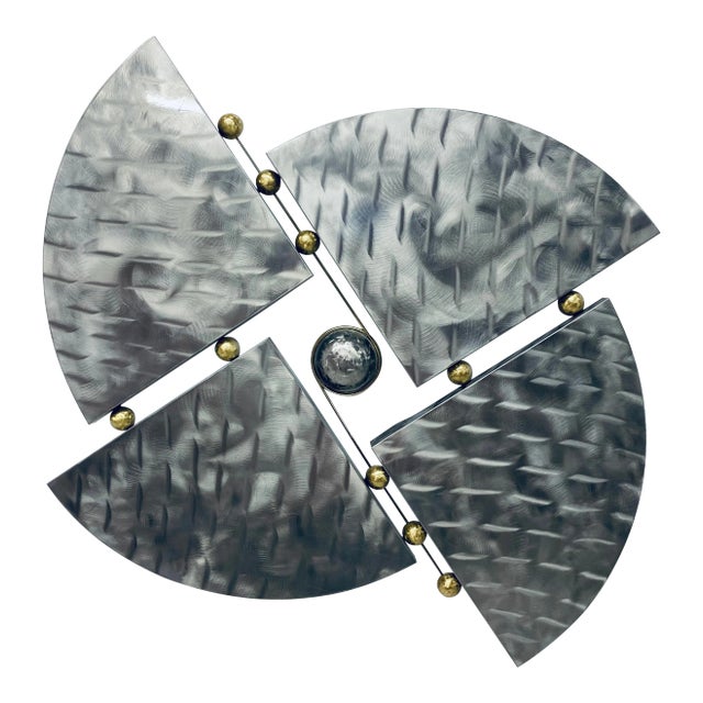 Mid90s Contemporary Steel and Brass Wall Sculpture For Sale