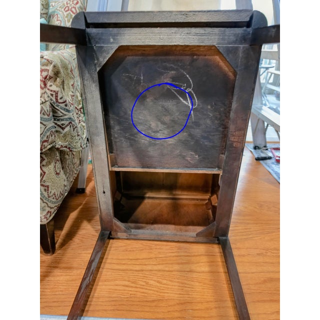 Rare matching pair of vintage accent tables by Stickley. Two identical mahogany side tables. each table has a two-drawer...