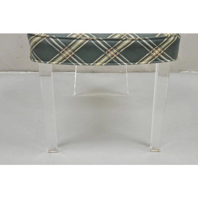 Vintage Hill Mid Century Modern Lucite Oval Back Upholstered Vanity Side Chair For Sale - Image 11 of 12