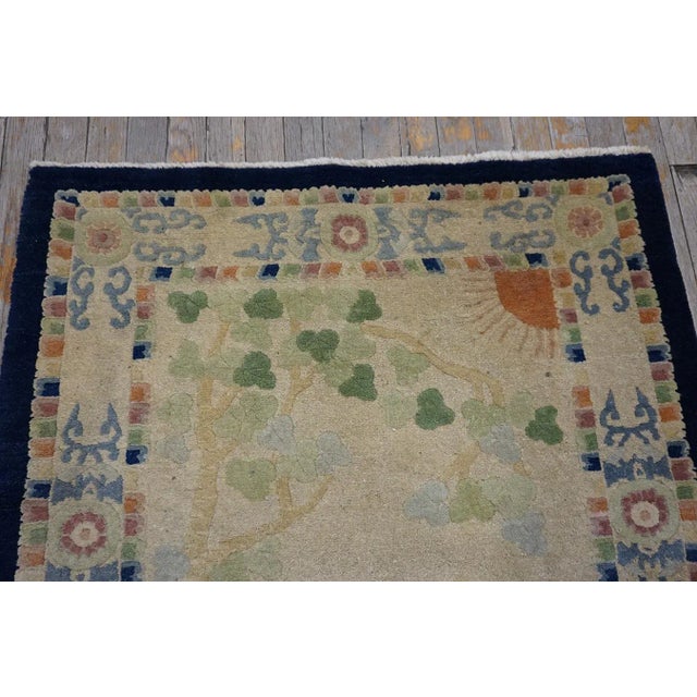 Beige 1930s Beige Peacock Scene Pictorial Antique Chinese Peking Carpet 3' X 5'9" Knotted Wool Rug For Sale - Image 8 of 13