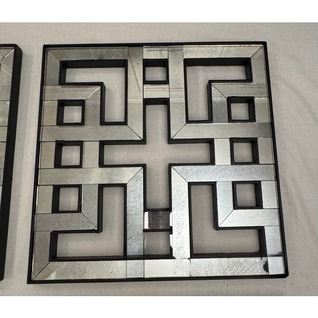 Vintage Hollywood Regency Fretwork Geometric Wall Mirrors, Set of 4 For Sale In Houston - Image 6 of 14