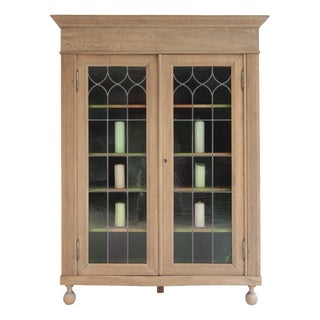 Early 20th Century Leaded Glass Display Cabinet, 1890s For Sale