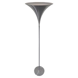 Brush Finished Aluminium Tulip Uplight from Doria, 1960s For Sale
