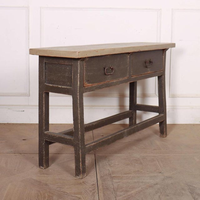 Wood English Painted Server in Pine, 1920s For Sale - Image 7 of 11