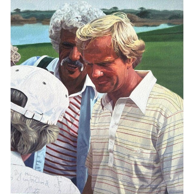 Jeannie Maddox Jack Nicklaus, Arnold Palmer Golf Painting Giclee "The Fan #3" Offered for sale is a Jack Nicklaus and...