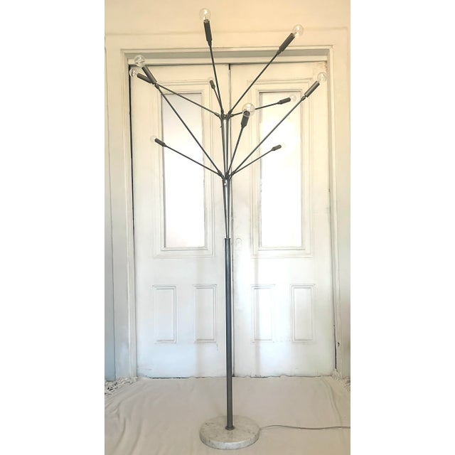 A 10 light Italian Stilnovo floor lamp on marble base, articulating heads and moveable arms Mid-Century Modern Sputnik...
