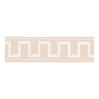 Schumacher X Miles Redd Greek Key Embroidered Tape Trim in Blush For Sale