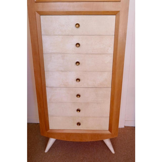 French Chest of Drawers in Ash Wood and Parchment by Blanche Klotz, 1930s For Sale - Image 4 of 13