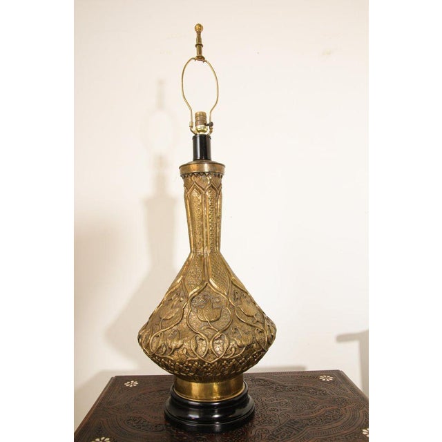 Moorish Mughal Indo Persian Islamic Brass Table Lamp For Sale - Image 17 of 18