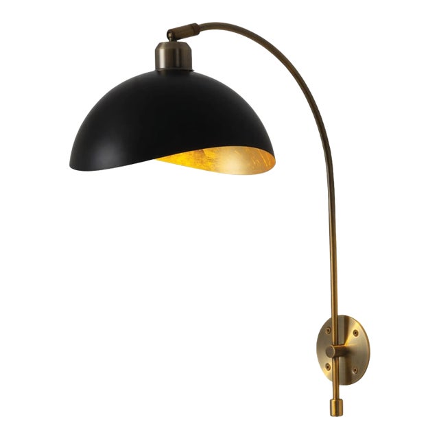 Luna Bella Wall Sconce - Weathered Brass, Matte Black, Plug-In For Sale