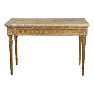 Console Table with Redone Marble Top For Sale