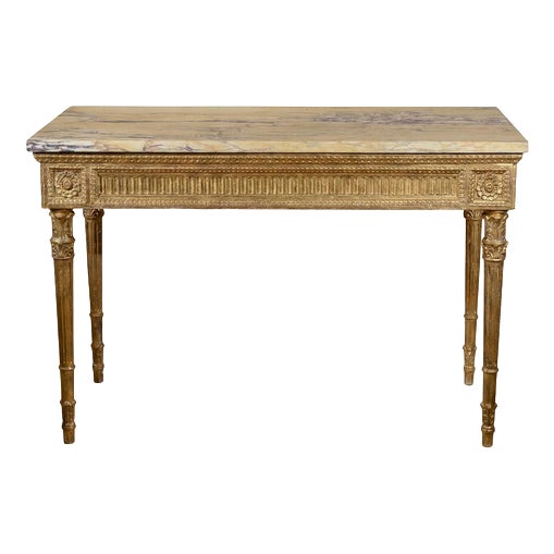 Console Table with Redone Marble Top For Sale