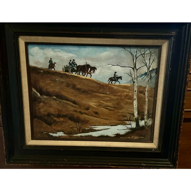 Chuck Oberstein Rare Western Oil Painting On Canvas Signed & Framed Painting is 18” x 14” Frame is 25” x 21”