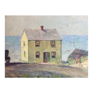 Wells Moses Sawyer Landscape Oil Painting "By the Sea" 1920's
