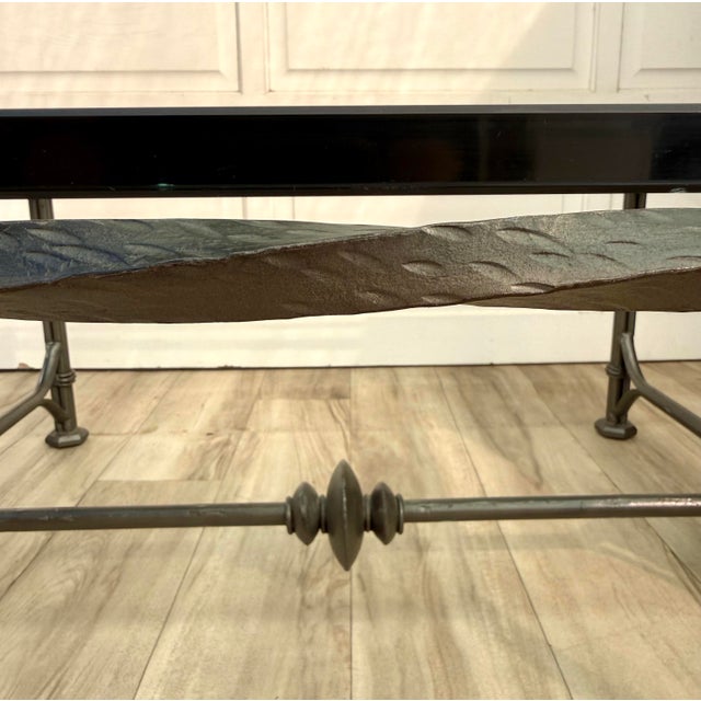 Vintage Giacometti Style Sculptural Iron & Glass Coffee Table For Sale - Image 9 of 15