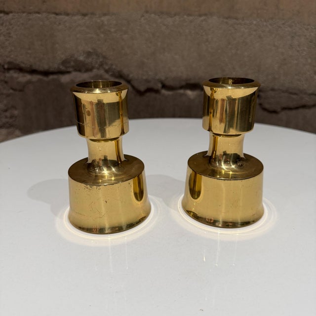 Danish Modern Brass Candle Holders Jens Quistgaard Dansk Designs For Sale In San Diego - Image 6 of 10