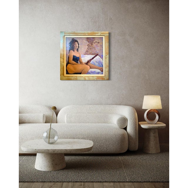 Wood Giampaolo Talani "The Musician Chime" Oil on Board, Figurative Music Scene, Italian Contemporary Art, Tuscan Coastal Art For Sale - Image 7 of 11