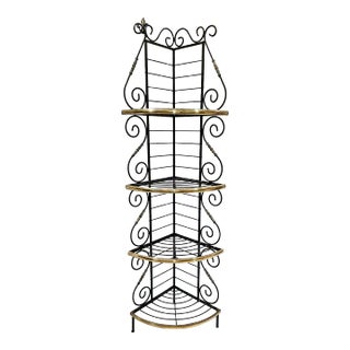 1980s French Style Iron Corner Baker's Rack Etagere For Sale