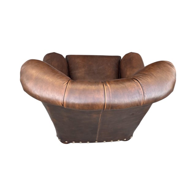 1960s Tufted Leather Churchill Lounge Chairs With Nailhead Trim & Rich Patina - A Pair For Sale - Image 11 of 15