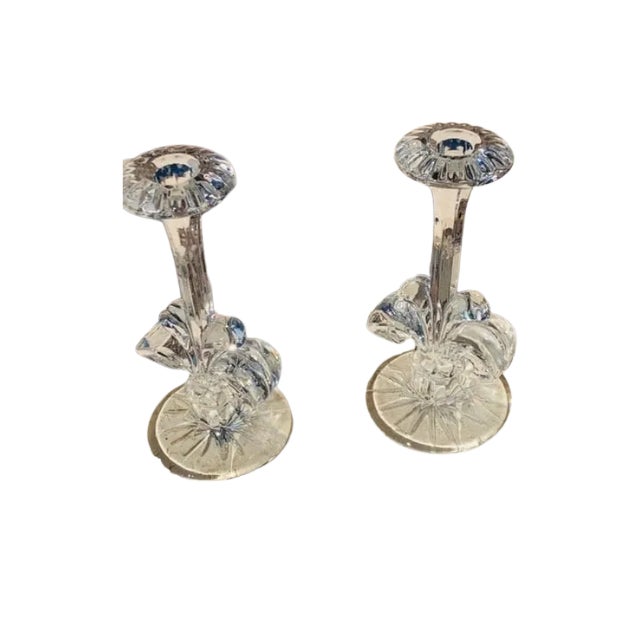 Contemporary 1980s ( Set of 2 ) Royal Copenhagen Crystal Candlesticks For Sale - Image 3 of 3