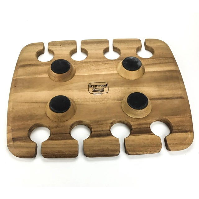 Wood Vintage Ironwood Wine Glass Holder Serving Tray For Sale - Image 7 of 10