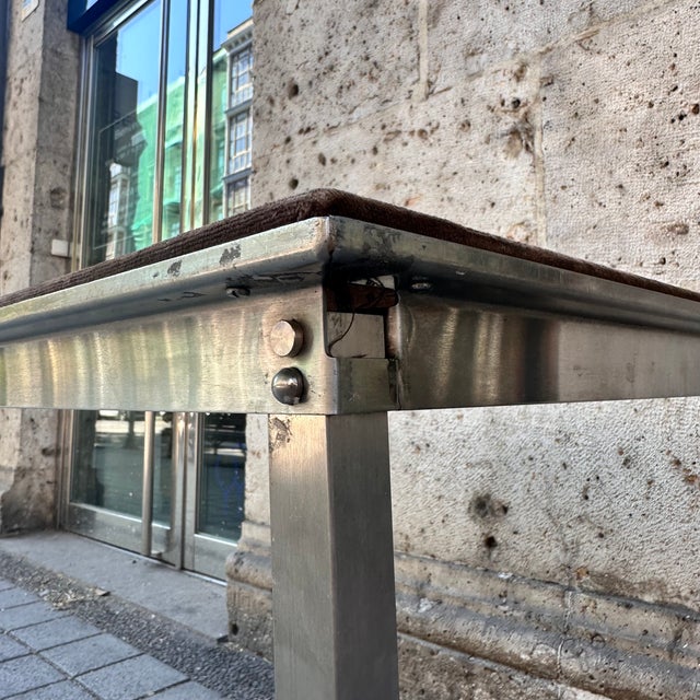 Folding Game Table in Steel and Velvet attributed to Christian Dior, France, 1970s For Sale - Image 18 of 18