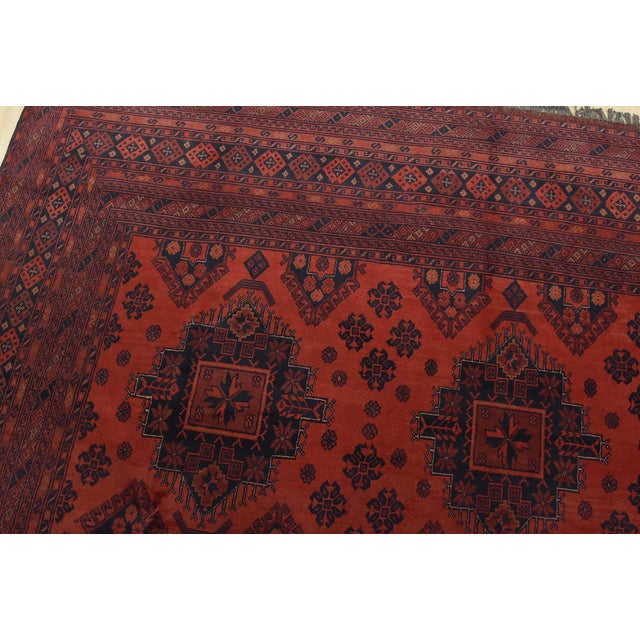 Textile Turkmen Rug 9’11” X 12’11” Red Wool Tribal Hand-Knotted Oriental Carpet For Sale - Image 7 of 14