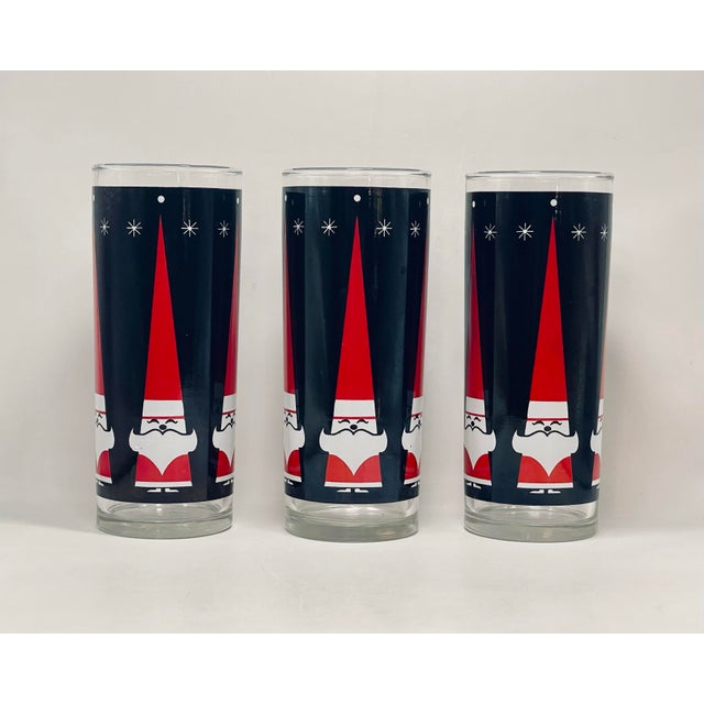 Mid-Century Modern Vintage Christmas Glasses- Set of Six For Sale - Image 3 of 9
