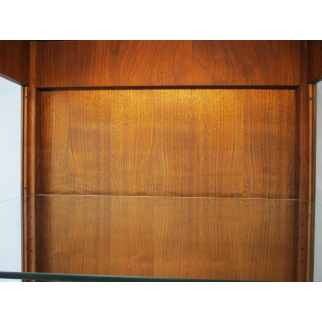 Mid Century Tall Walnut Curio Display Cabinet in the Style of Danish Modern For Sale - Image 15 of 18