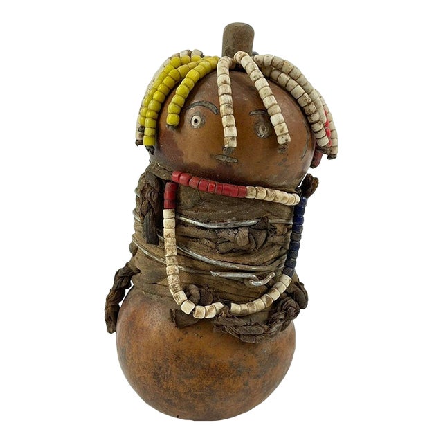 Early 20th Century Nyamwezi Beaded Fertility Doll Gourd Tanzania For Sale