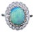 Vintage Australian Opal Diamond Halo Ring 14k White Gold Circa 1910 Size 5.25 For Sale