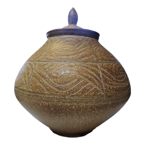 Vintage Joseph Sand Large Lidded Studio Pottery Jar